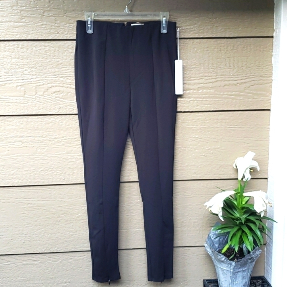 REVOLVE Line & Dot Black Skinny Pants NWT L ankle zip